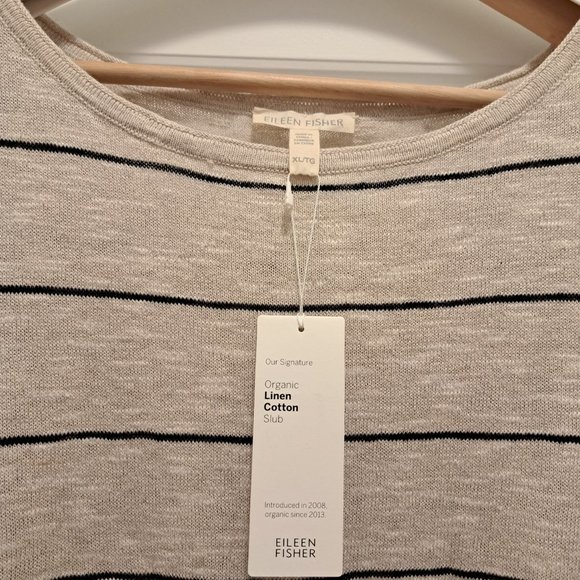 Eileen Fisher Striped Bateau Neck Hi-Low Top, Size XL , New with tag - Picture 5 of 8